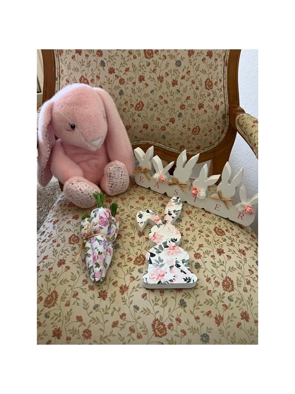 Spring/Easter Holiday Decor Bundle Pink White Easter Bunny Set